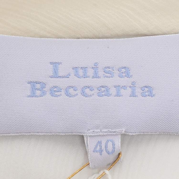Pre Owned Luisa Beccaria Off White Chiffon Scarf Neck Button Front Blouse S