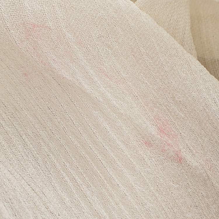 Pre Owned Luisa Beccaria Off White Chiffon Scarf Neck Button Front Blouse S