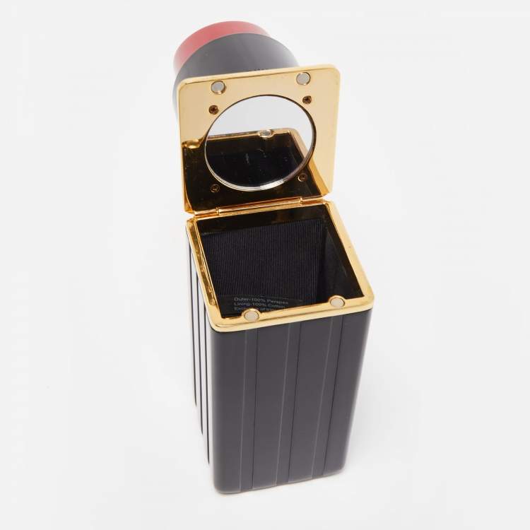 Pre Owned Lulu Guiness Black/Red Perspex Lipstick Clutch