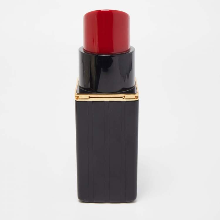 Pre Owned Lulu Guiness Black/Red Perspex Lipstick Clutch