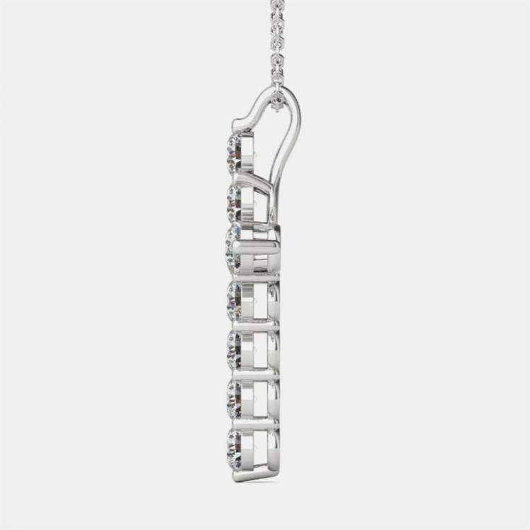 Pre Owned 14K Hypoallergenic White Gold Natural Diamond Cross Pendant Necklace (1.00 Ctw)