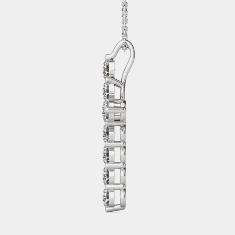 Pre Owned 14K Hypoallergenic White Gold Natural Diamond Cross Pendant Necklace (1/4 Ctw)