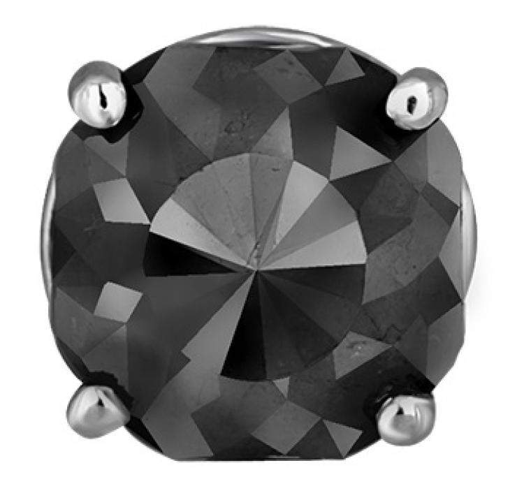 Pre Owned 14K White Gold Black Stone Stud Earrings (Appox 4.00 cts)