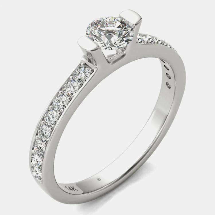 Pre Owned 14K White Gold Natural Diamond Engagement Ring (2/3 Ctw) US 7