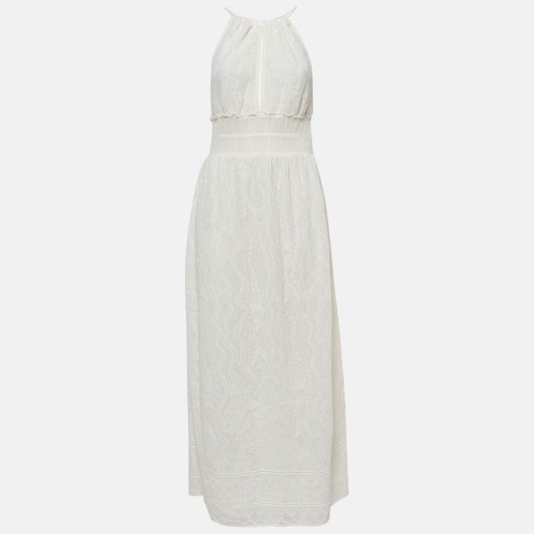 Pre Owned M Missoni White Patterned Knit Sleeveless Midi Dress M