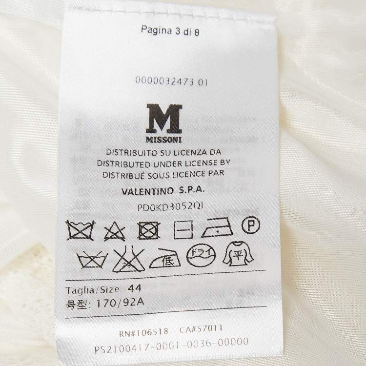 Pre Owned M Missoni White Patterned Knit Sleeveless Midi Dress M