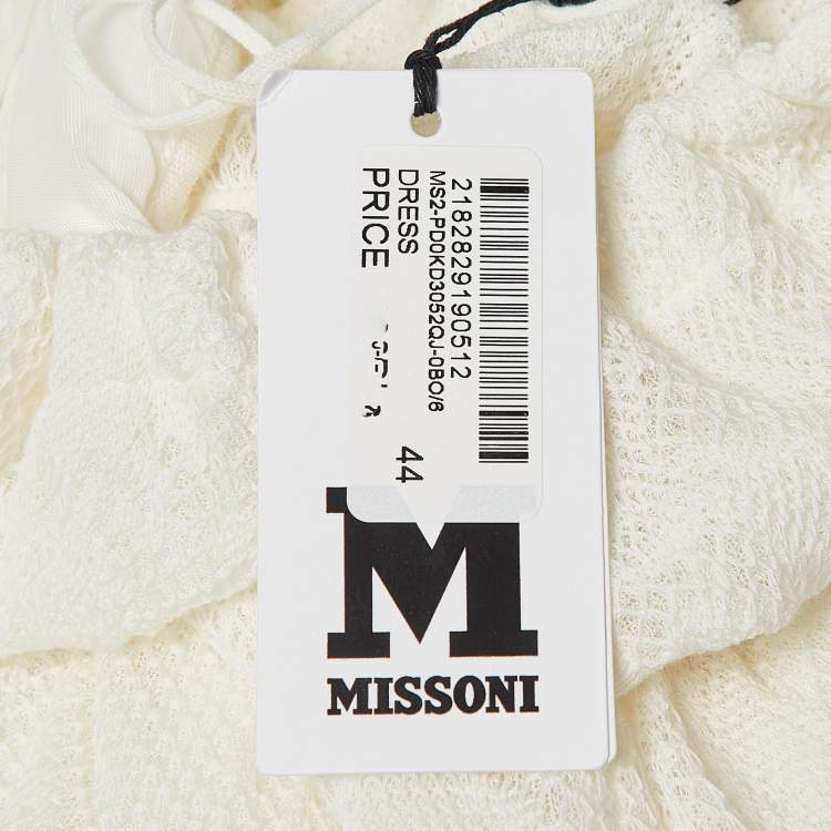 Pre Owned M Missoni White Patterned Knit Sleeveless Midi Dress M