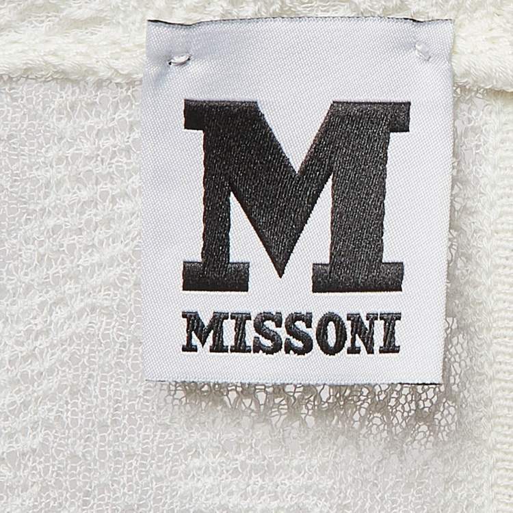 Pre Owned M Missoni White Patterned Knit Sleeveless Midi Dress M