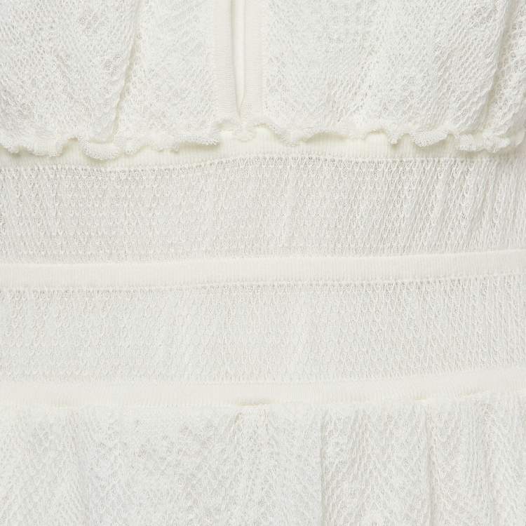 Pre Owned M Missoni White Patterned Knit Sleeveless Midi Dress M