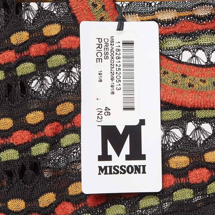 Pre Owned M Missoni Multicolor Patterned Knit Long Sleeve Midi Dress L