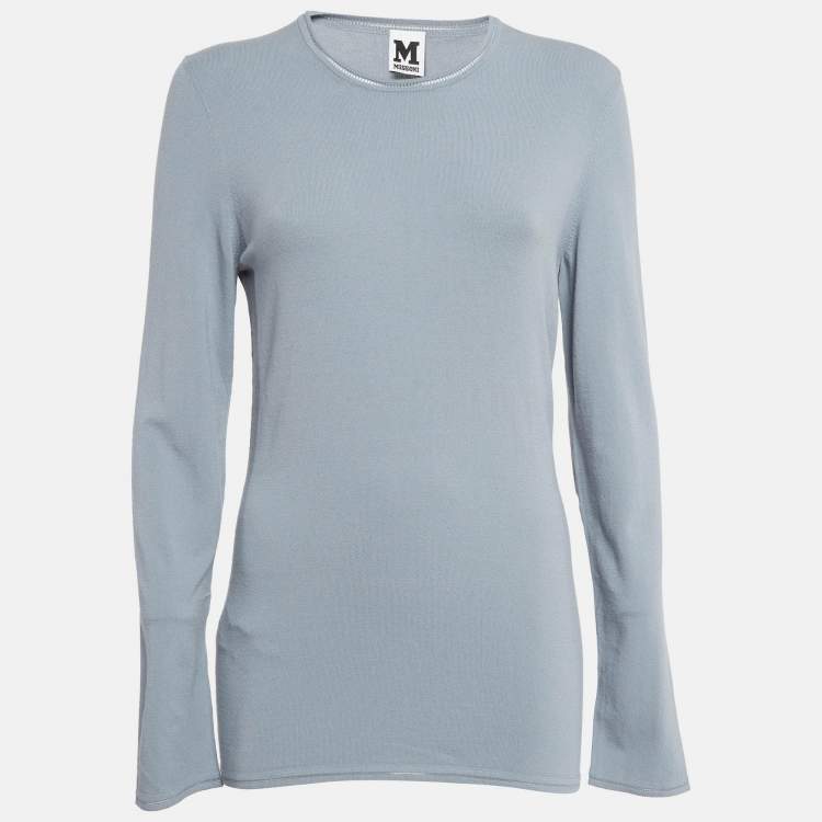 Pre Owned M Missoni Grey Knit Full Sleeve Top L