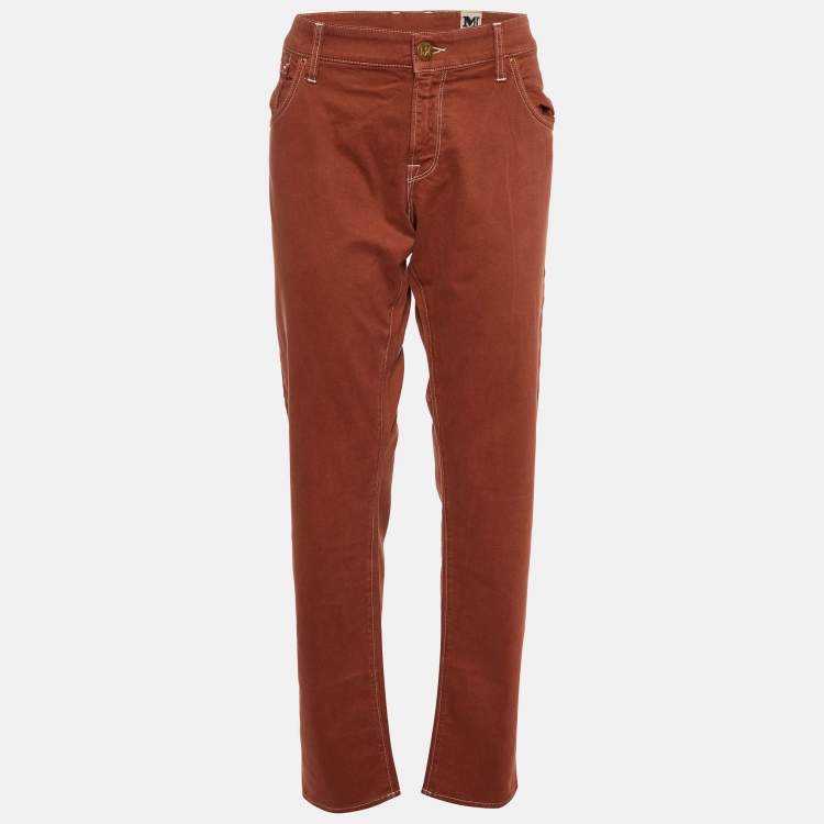 Pre Owned M Missoni Denim Brown Cotton Regular Fit Jeans L/Waist 39"