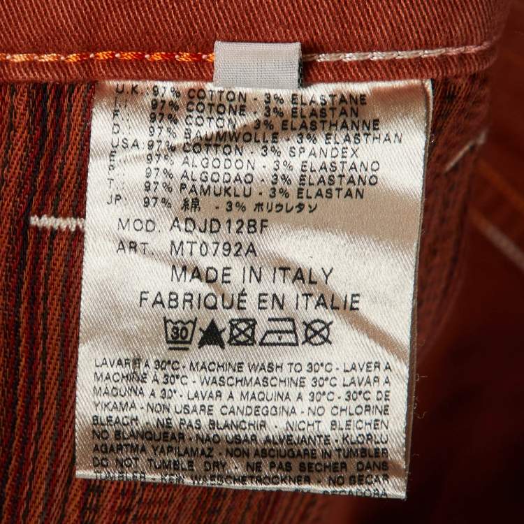 Pre Owned M Missoni Denim Brown Cotton Regular Fit Jeans L/Waist 39"