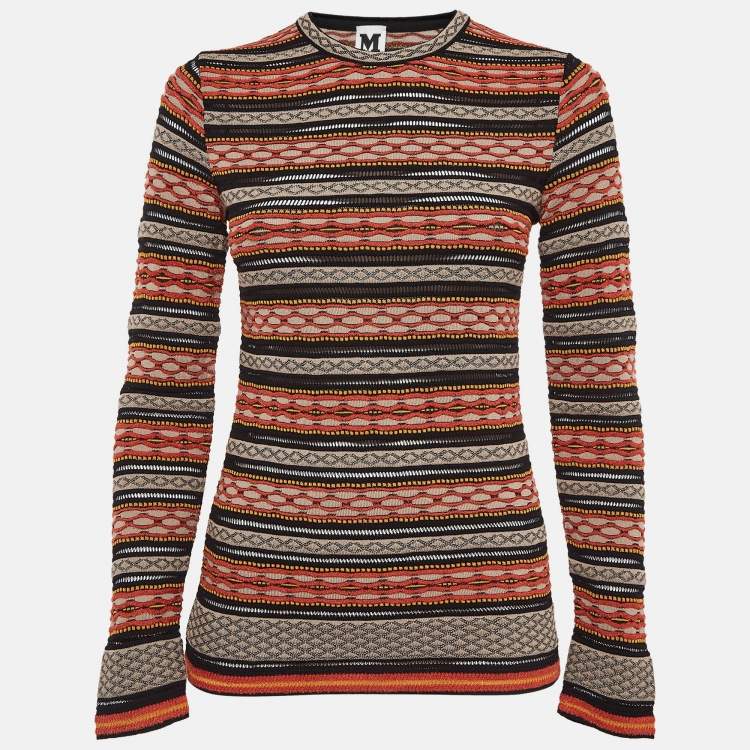 Pre Owned M Missoni Multicolor Patterned Knit Top S