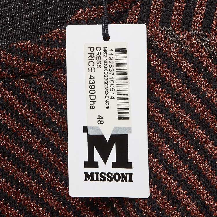 Pre Owned M Missoni Multicolor Patterned Lurex Knit Midi Dress L