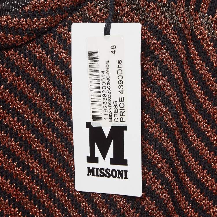 Pre Owned M Missoni Multicolor Patterned Lurex Knit Midi Dress L