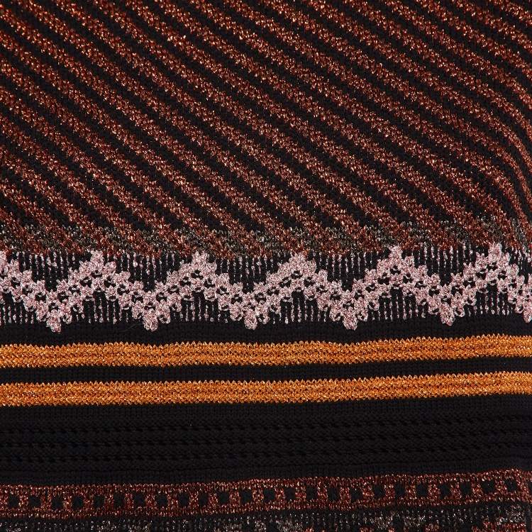 Pre Owned M Missoni Multicolor Patterned Lurex Knit Midi Dress L