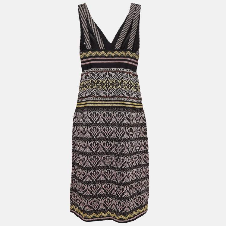مملوكة مسبقًا M Missoni Multicolor Patterned Lurex Knit Sleeveless Midi Dress M