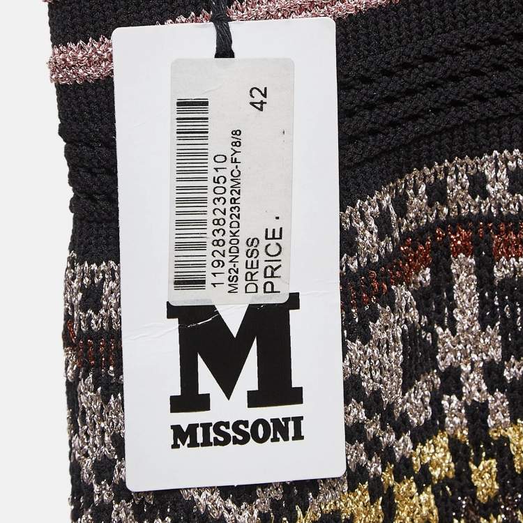 مملوكة مسبقًا M Missoni Multicolor Patterned Lurex Knit Sleeveless Midi Dress M