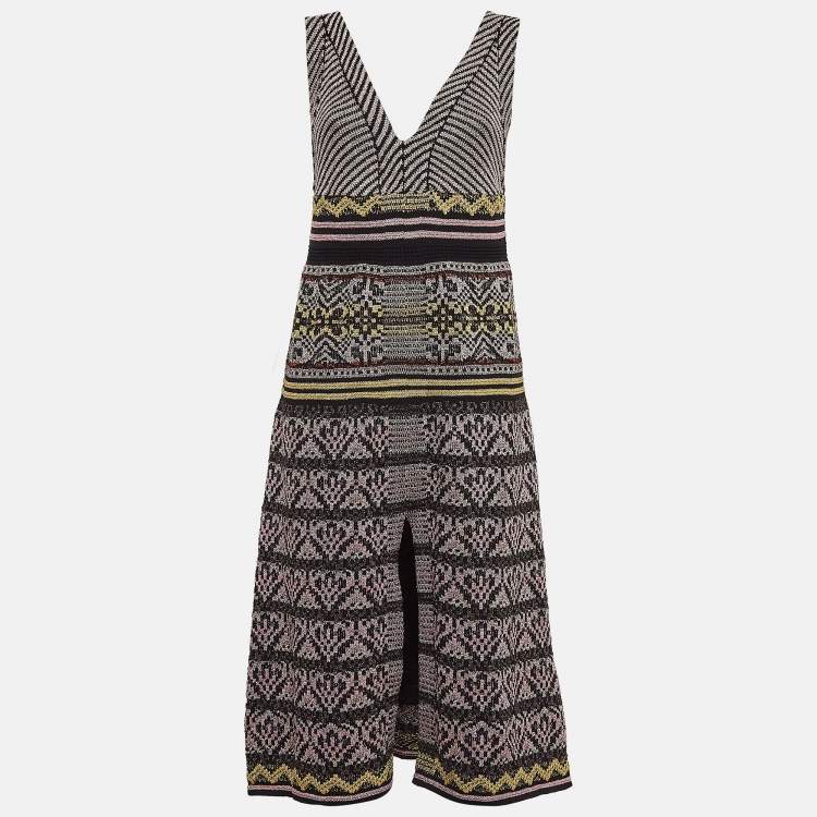 مملوكة مسبقًا M Missoni Multicolor Patterned Lurex Knit Sleeveless Midi Dress M
