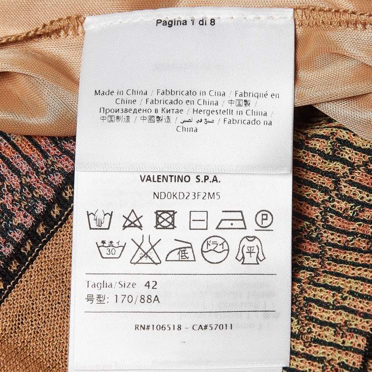 Pre Owned M Missoni Brown Floral Pattern Wool Blend Knit Midi Dress M