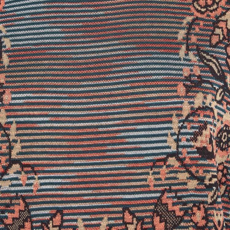 Pre Owned M Missoni Multicolor Patterned Knit Full Sleeves Midi Dress L