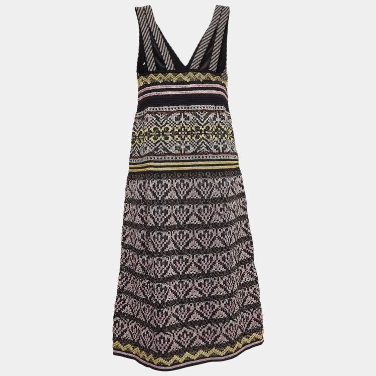 Pre Owned M Missoni Multicolor Patterned Lurex Knit Sleeveless Midi Dress M