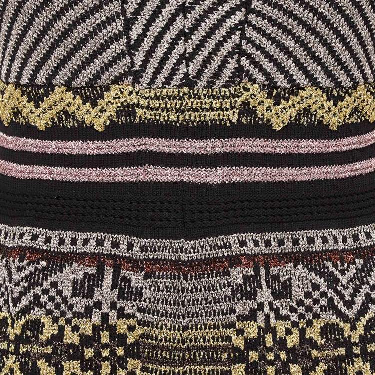 Pre Owned M Missoni Multicolor Patterned Lurex Knit Sleeveless Midi Dress M