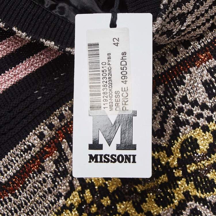 Pre Owned M Missoni Multicolor Patterned Lurex Knit Sleeveless Midi Dress M