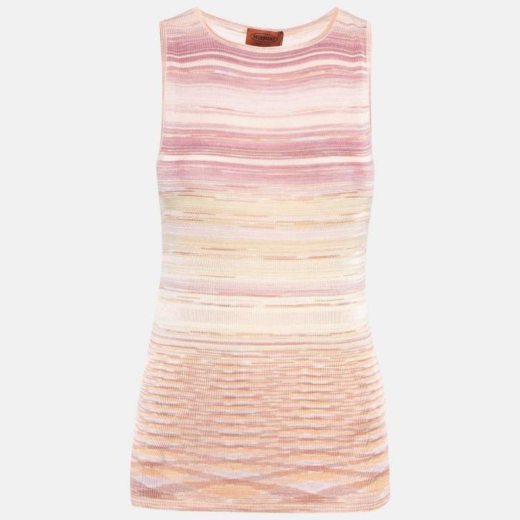 Pre Owned M Missoni Pink/Multicolor Jersey Tank Top M