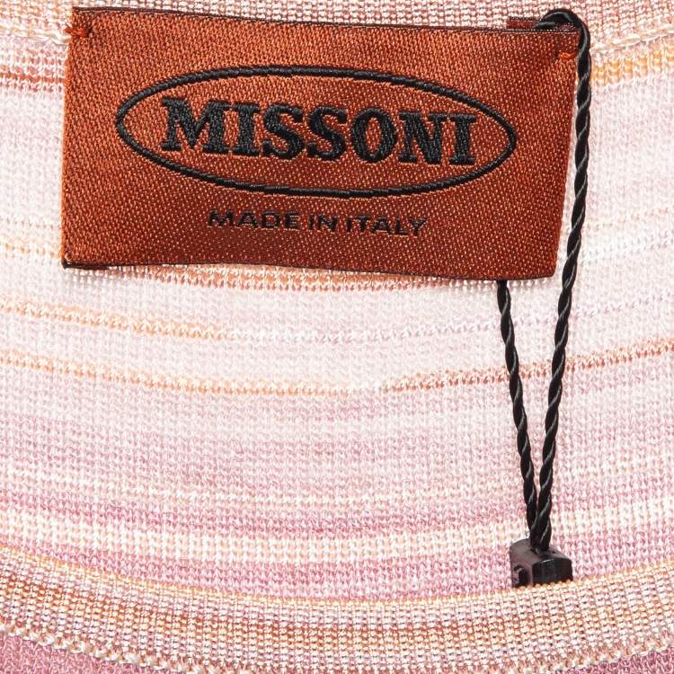Pre Owned M Missoni Pink/Multicolor Jersey Tank Top M
