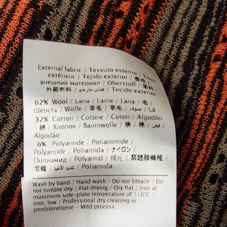Pre Owned M Missoni Orange/Black Patterned Knit Belted Cardigan S