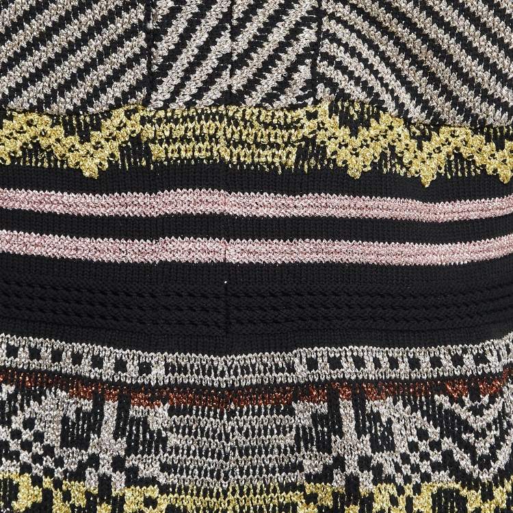 Pre Owned M Missoni Multicolor Patterned Lurex Knit Sleeveless Midi Dress M