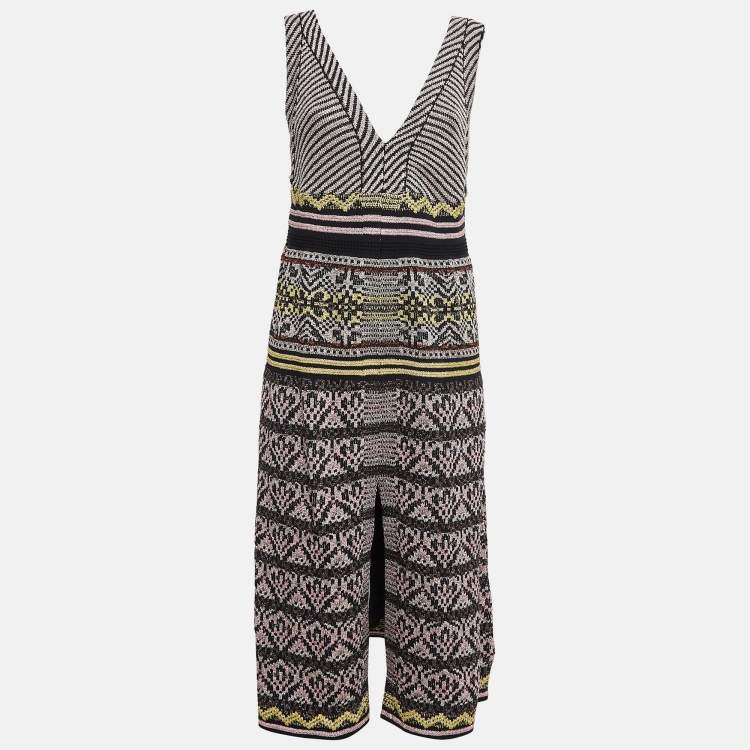 Pre Owned M Missoni Multicolor Patterned Lurex Knit Sleeveless Midi Dress M