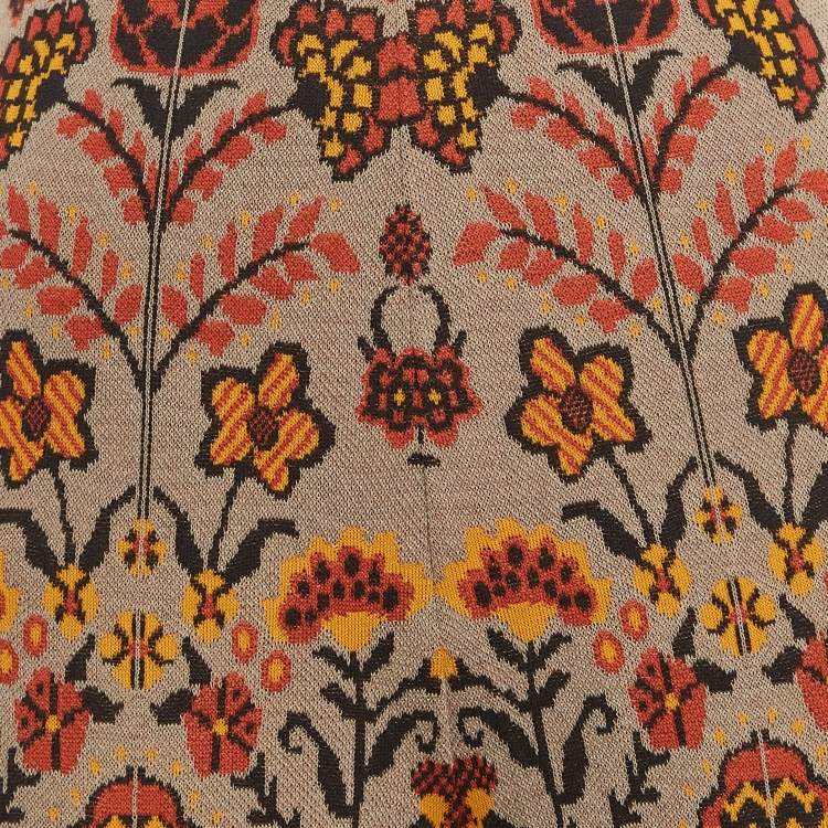 Pre Owned M Missoni Multicolor Floral Pattern Knit Wide Leg Pants L