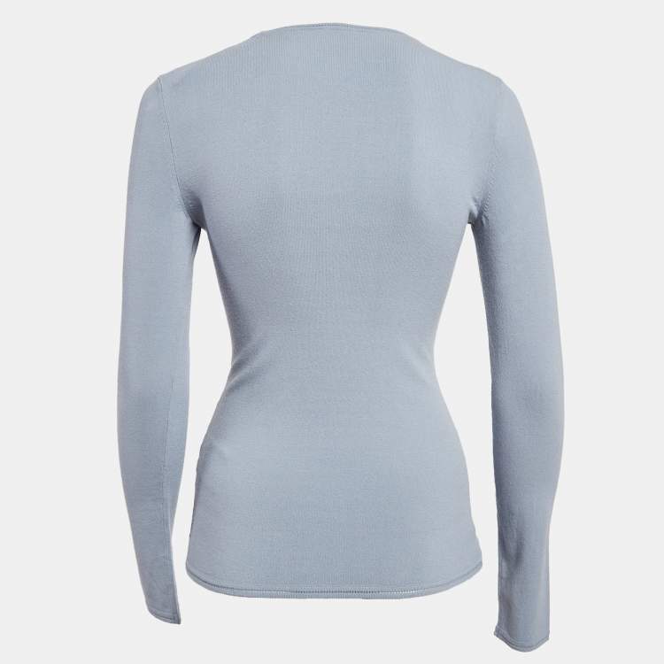 Pre Owned M Missoni Blue Knit Full Sleeves Top S
