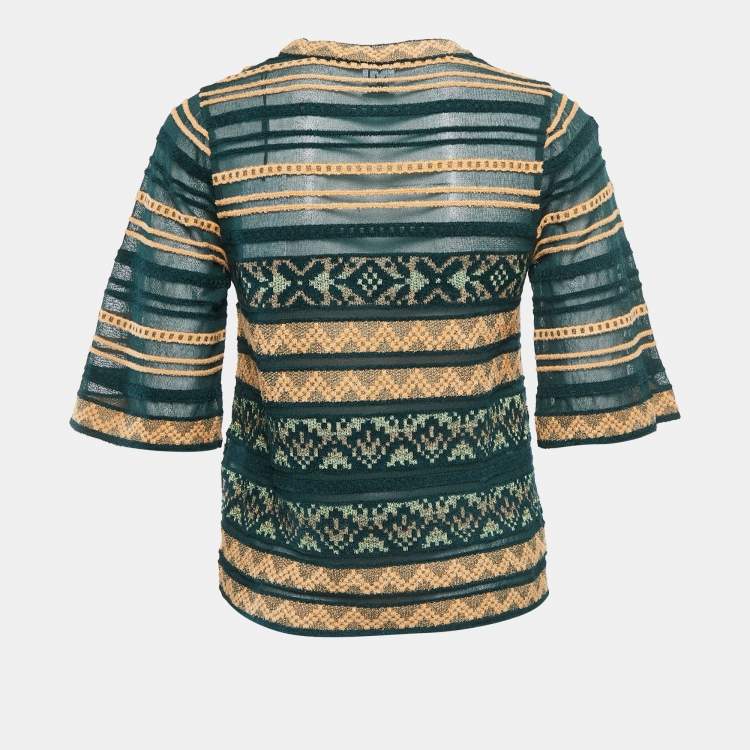 مملوكة مسبقًا M Missoni Green Patterned Knit Top M