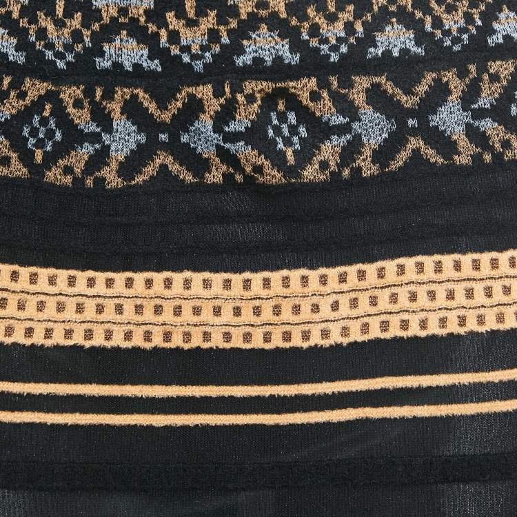 Pre Owned M Missoni Black Patterned Knit Maxi Skirt M