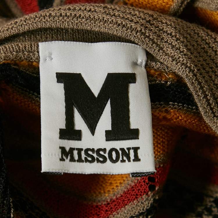 Pre Owned M Missoni Multicolor Patterned Knit Ruffled Midi Dress M