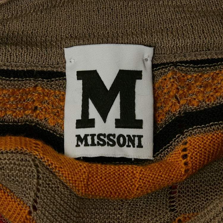 Pre Owned M Missoni Multicolor Patterned Knit Ruffle Detail Midi Dress L