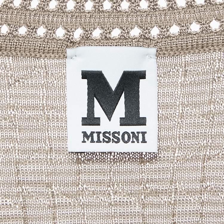 Pre Owned M Missoni Dark Beige Patterned Wool Blend Knit Sleeveless Top S