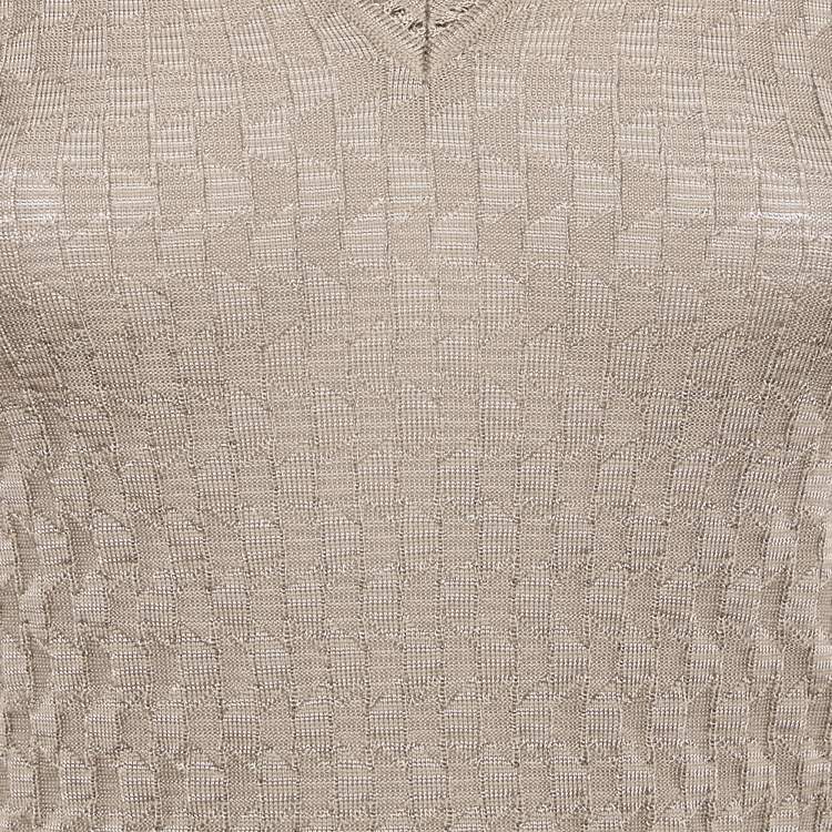 Pre Owned M Missoni Dark Beige Patterned Wool Blend Knit Sleeveless Top S