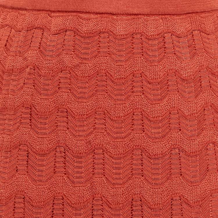 Pre Owned M Missoni Brown Patterned Knit Maxi Skirt S