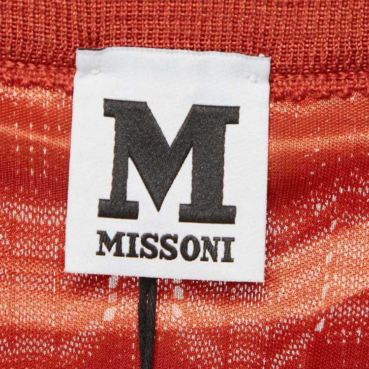 Pre Owned M Missoni Brown Patterned Knit Maxi Skirt S