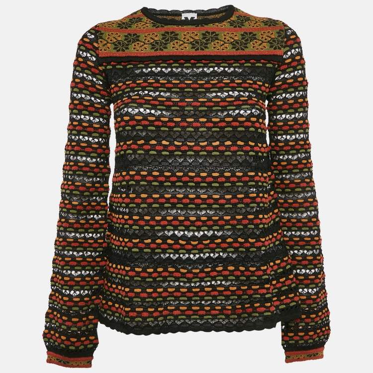 Pre Owned M Missoni Multicolor Pointelle Knit Top S