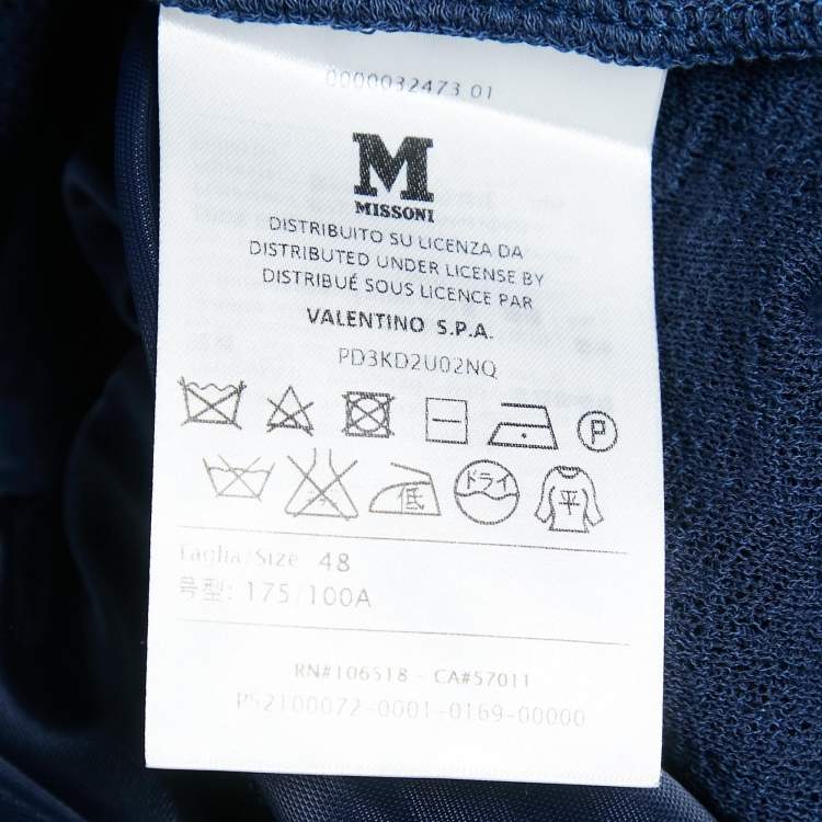 مملوكة مسبقًا M Missoni Navy Blue Jacquard Knit Knee-Length Dress L