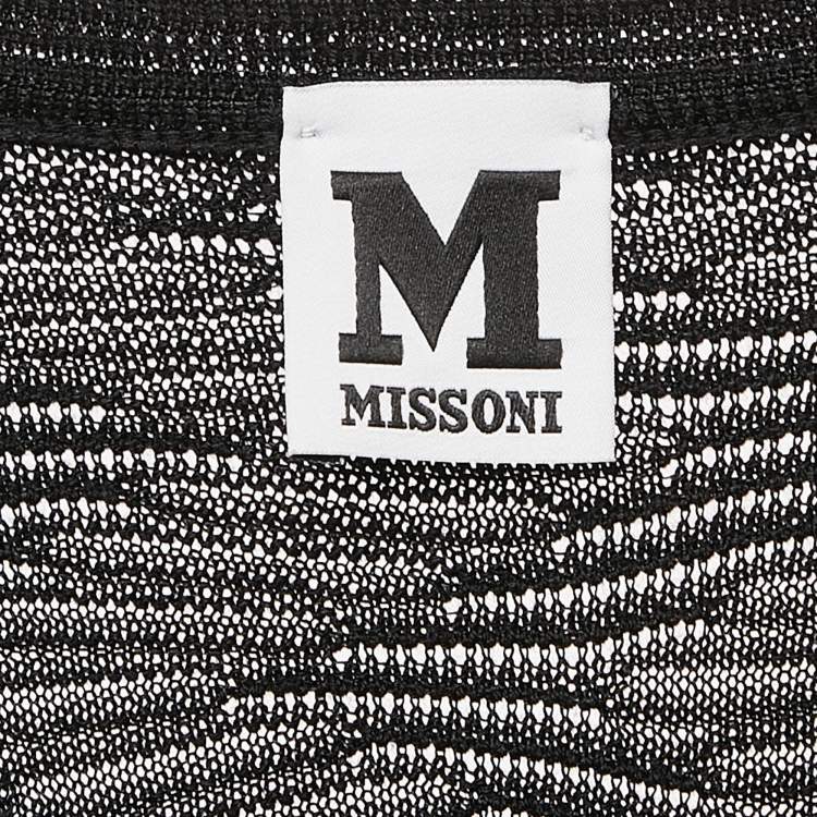 مملوكة مسبقًا M Missoni Black Patterned Knit Full Sleeve Mini Dress L