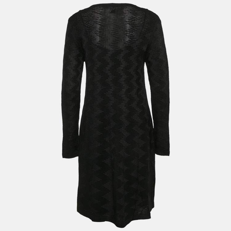مملوكة مسبقًا M Missoni Black Patterned Knit Full Sleeve Mini Dress L
