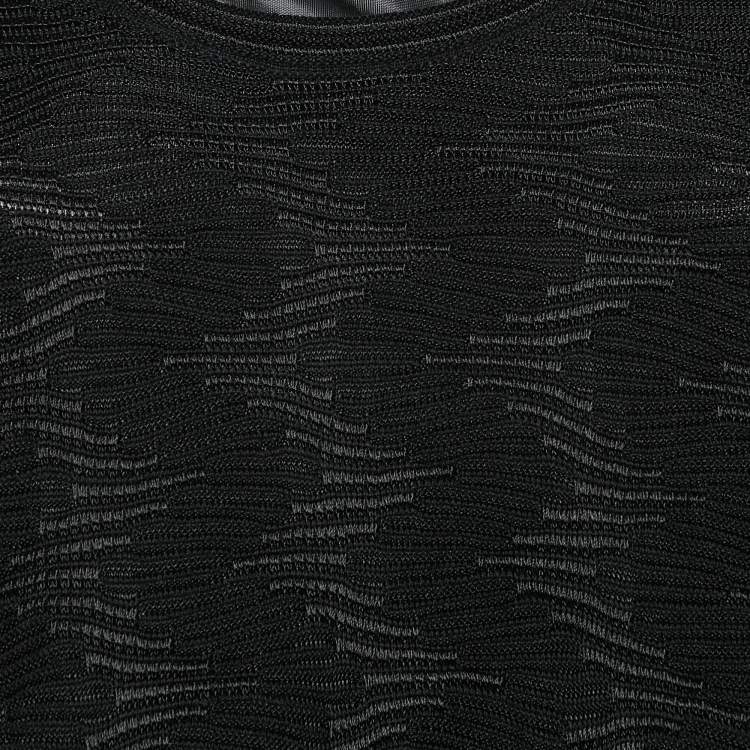 مملوكة مسبقًا M Missoni Black Patterned Knit Full Sleeve Mini Dress L