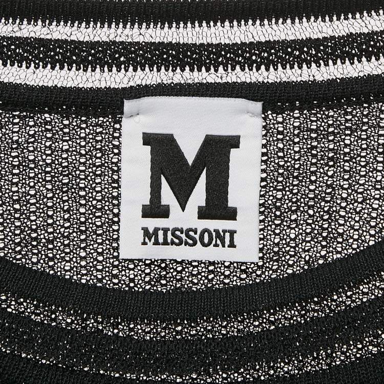 Pre Owned M Missoni Black Patterned Knit Round Neck Full Sleeve Top S